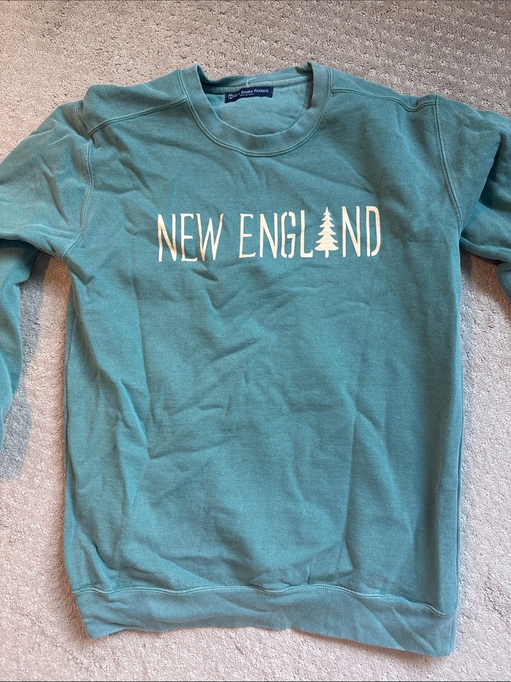 Kiel James Patrick Sweatshirt - Teal with White NEW ENGLAND Print